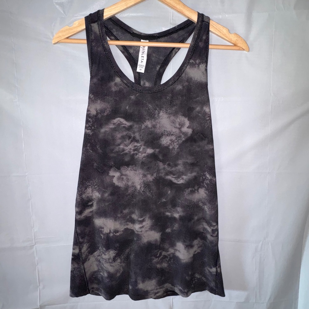 Athleta Ultimate Printed Train Tank Black Grey Camo Racerback 1X Workout NWT